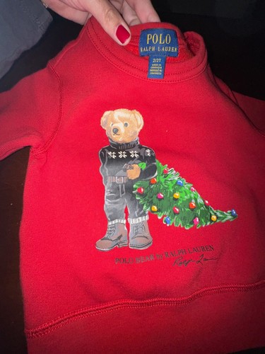 Polo Ralph Lauren Pre-Owned Holiday Bear Fleece Sweatshirt Size 2T - Picture 3 of 4
