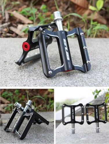 Pedale bici alluminio flat platform pedali cromo asse 9/16" mtb bici corsa BMXDU - Foto 6 di 14