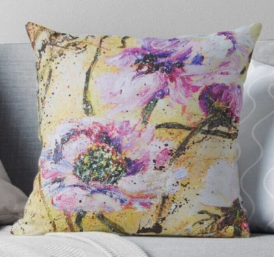 Decorative Peony pillow cover. 12x12" Farmhouse cushion cover. Decorpillow case - Image 1 of 4