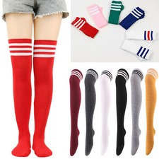 Women Striped Dance Socks Over the knees Extra long Thigh high school socks