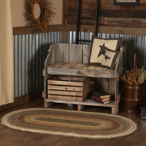 Umweltfreundlicher geflochtener ovaler Teppich Country Caramel Braun mit Antirutsch Pad Kettle Grove - Bild 4 von 29