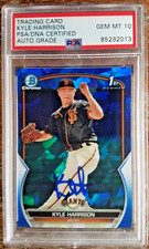 Kyle Harrison 2023 1st Bowman Chrome Sapphire Signed Autograph PSA Slab *10 Auto