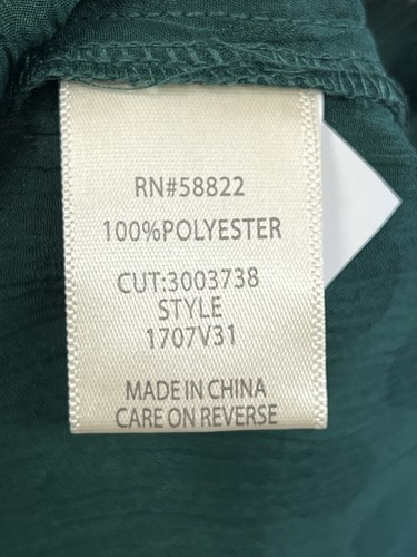 Max Studio Jacquard Shine Dot Ruched Sleeves Blouse Size L Large Green - Picture 5 of 7