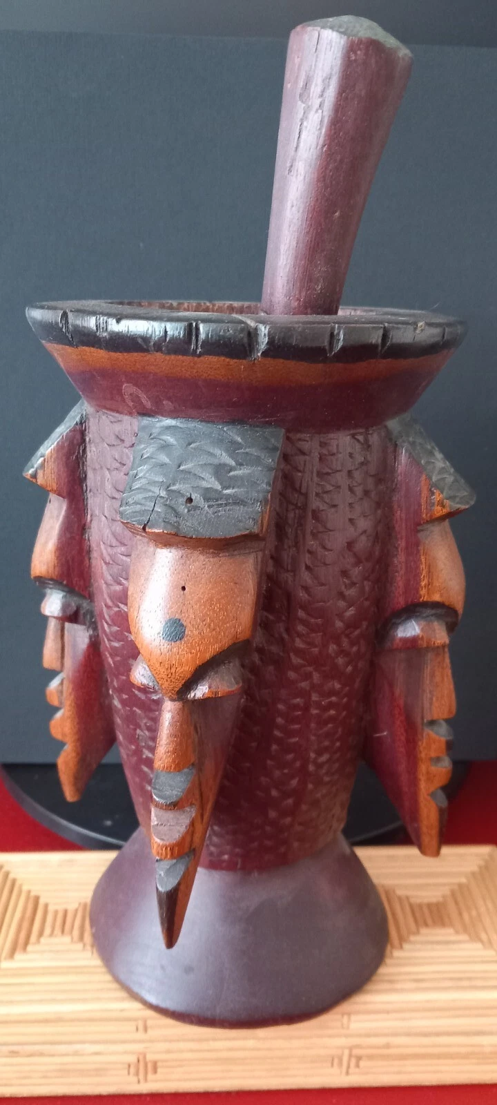 Hand-carved mortar and pestle from Burkina Faso