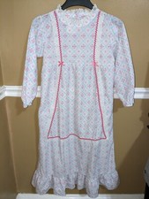 Vintage Girl's 1980's Long Nightgown Lace Ruffles Cottagecore Size 14 USA