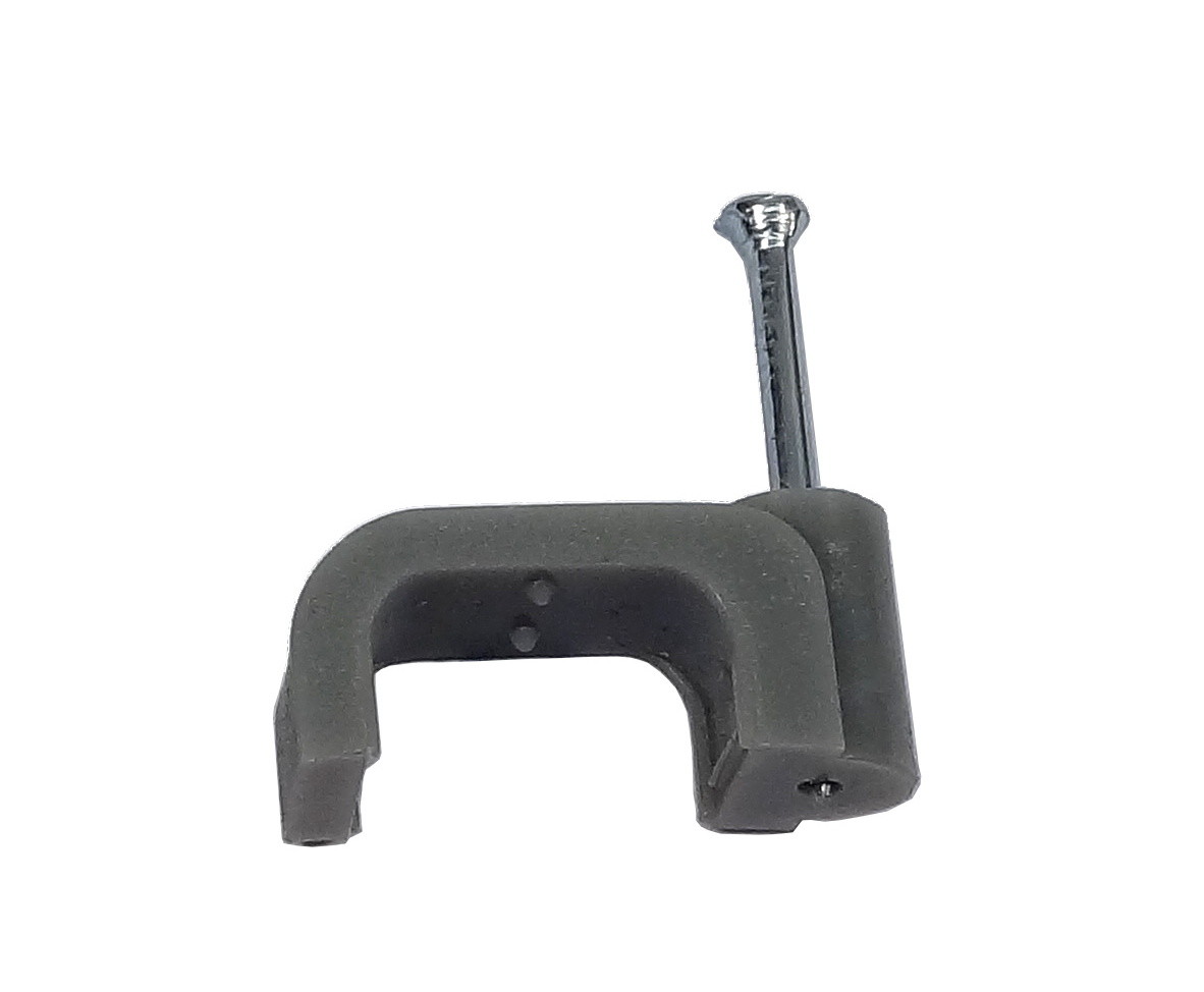 6mm Twin and Earth T&E Cable Clips (100 Pack) Flat Grey With Fixing Nails