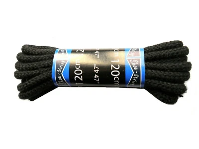 SHOESTRING Round Cord Shoe Laces Bootlaces Black 120 cm Kickers Trainers Sneakers Shoelaces