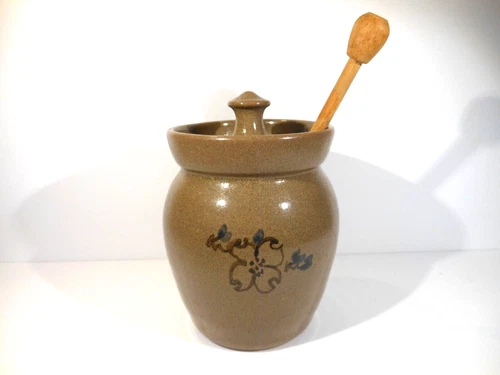 Vintage Jugtown Ware 1980 Honey Jar with Dipper~ North Carolina Pottery Nice!