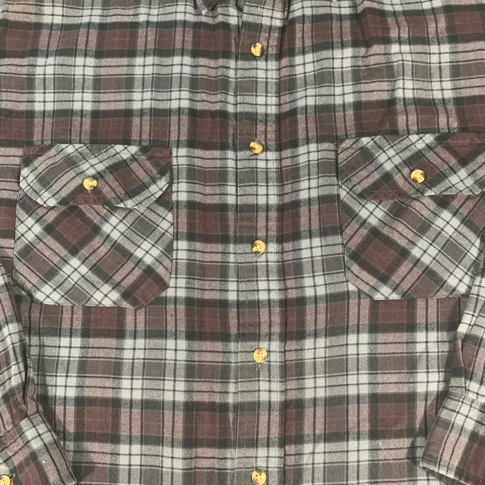 VTG Northwest Territory Button Up Shirt Men L Purple Gray Plaid Flannel Outdoor - Image 4 of 4