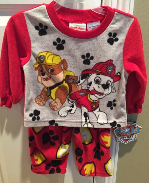 New Paw Patrol Pajamas Pjs Marshall Rubble 12 Months Fleece 2 Piece