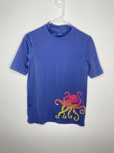 Lands’ End Rash Guard Shirt Jungen Größe Large 14-16 Stehkragen Shirt Ärmel Oktopus