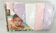 Northpoint Baby 5 Piece Washcloths Colors 10" x 10" Cotton Pink Purple White