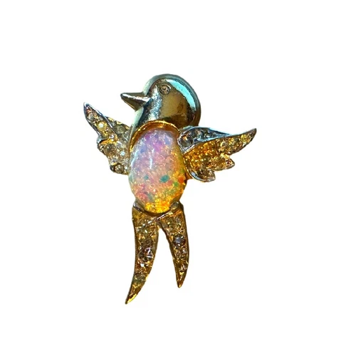 Vintage 1949 Marcel Boucher Signed #2929 Jelly Belly "He She" Bird Pin Brooch