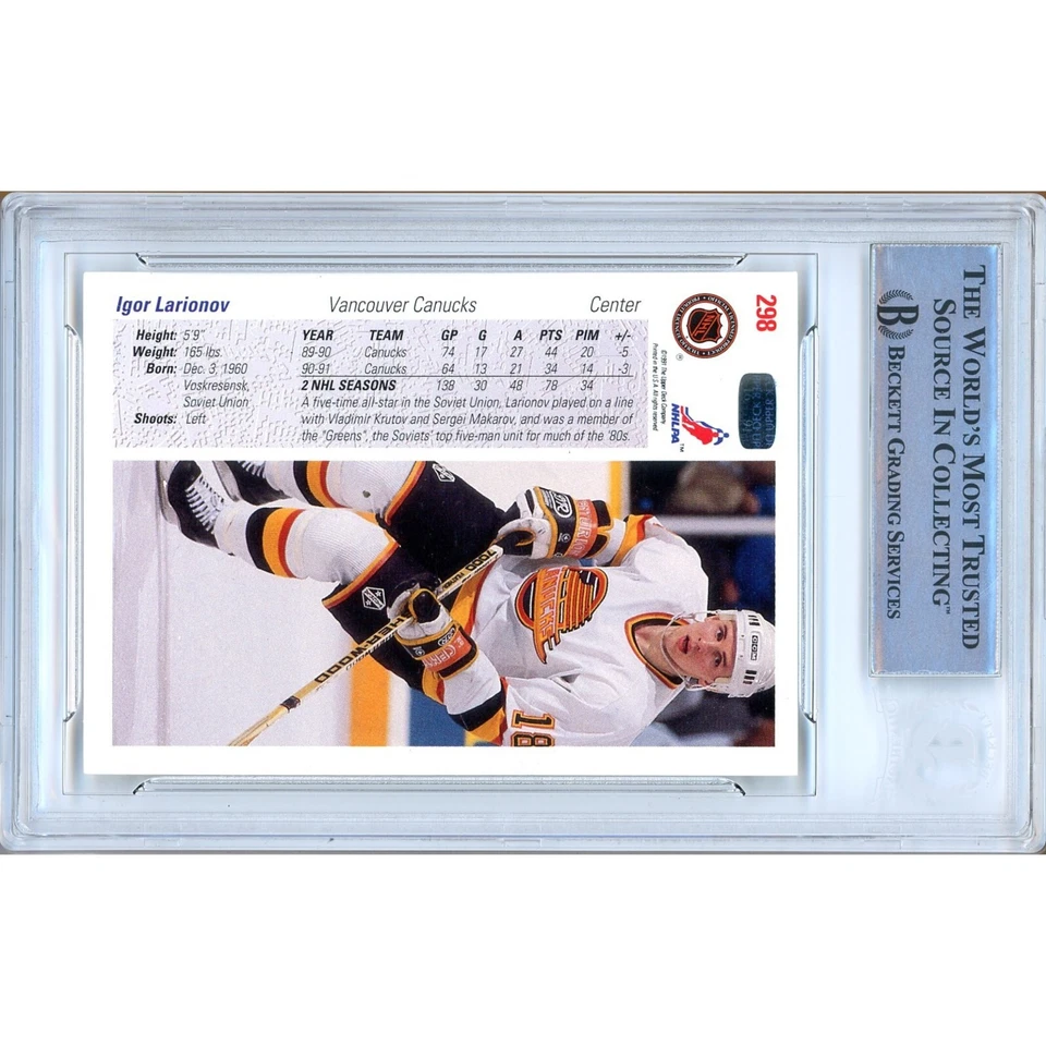 Igor Larionov Signed 1991-92 Upper Deck #298 Card Canucks AUTO Beckett Slabbed - Image 2 of 4