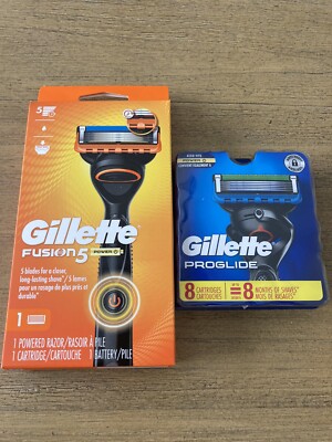 Gillette Fusion5 Men's Razor Power Handle + 9 Fusion Blade Refills Cartridges