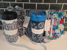 Vera Bradley Set of 2 Travel Mugs  3 Lighten Up Water Bottle Crossbody Bags NWT