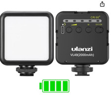 ULANZI VL49 2000mAh LED Video Light w 3 Cold Shoe, Rechargeable Soft Light Panel