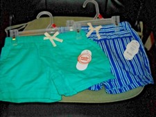 2 pair wonder nation girls pull on shorts S 6 6X Lg ultra aqua blue stripe