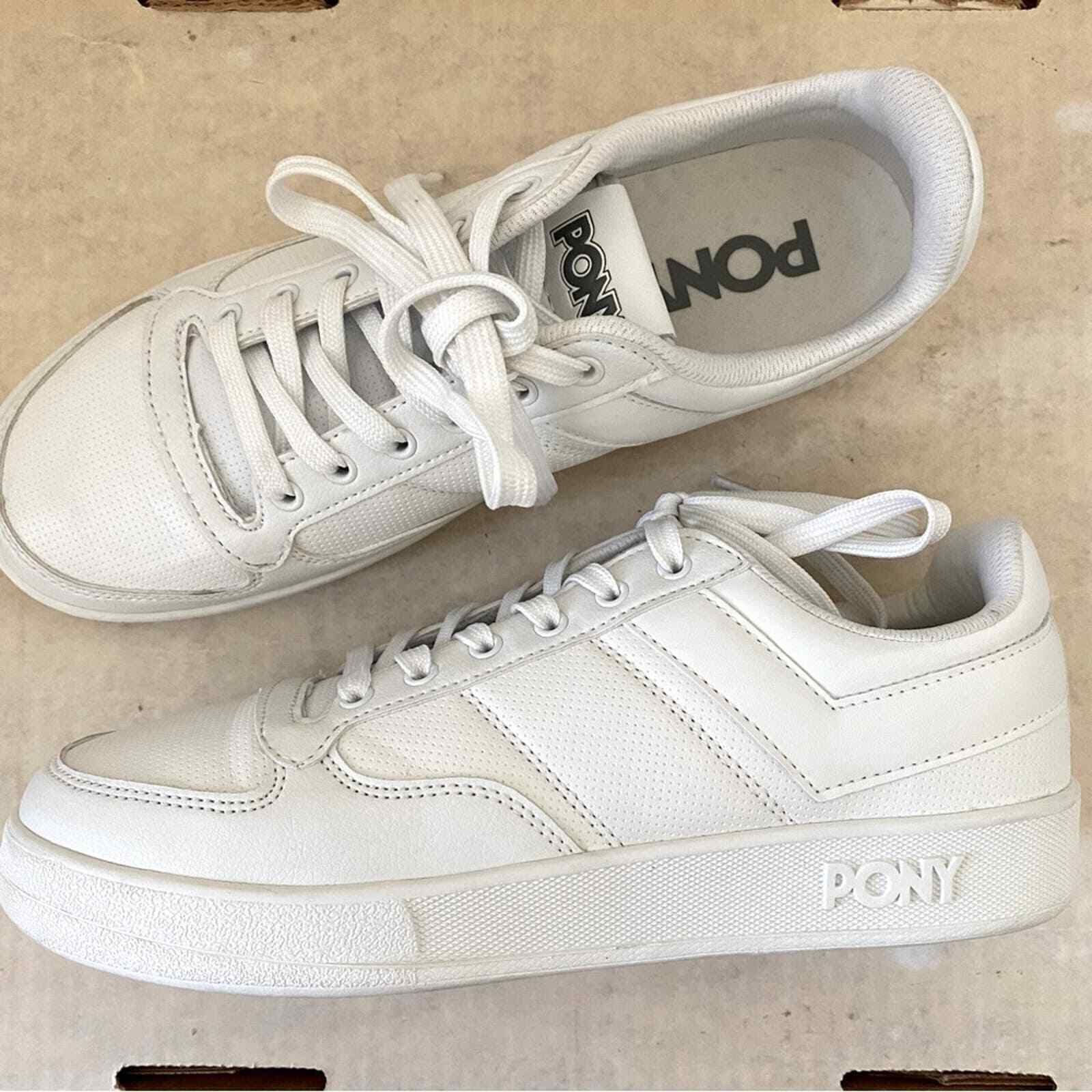 Sneakers atletiche da uomo Pony basse classiche bianche con lacci taglia 8 5