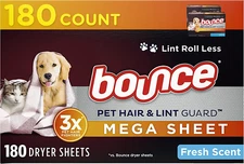 Bounce Pet Hair Guard Dryer Sheets 180 Count Fresh Scent