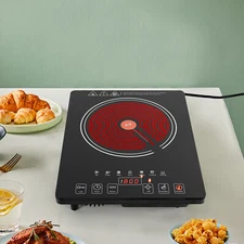 1-Burner Electric Ceramic Hob Cooktop Countertop Kitchen Cooking Hob 1800W