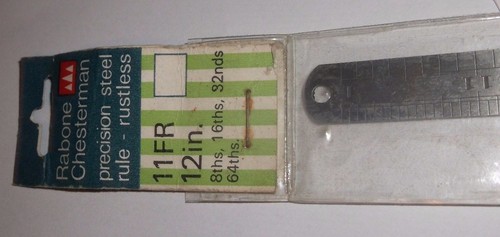 Rabone Chesterman 11FR precision steel rule rustless 12 inch Made in England - Photo 2/3