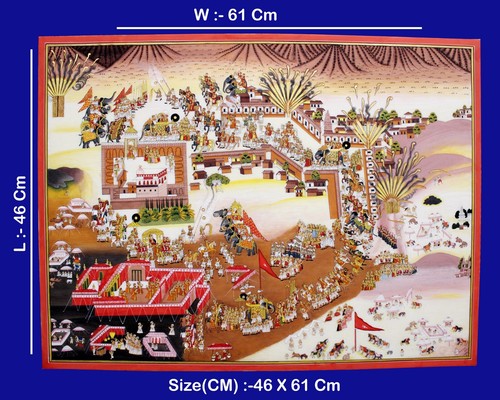 Miniature Painting Gogunda Palace At Udaipur Festival Watercolor Fine art work - Picture 5 of 13