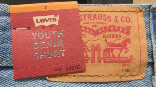 Levi's 511 Slim Fit Boys 7 Adj. Waistband Distressed Denim Shorts Blue -V4 - Picture 5 of 13