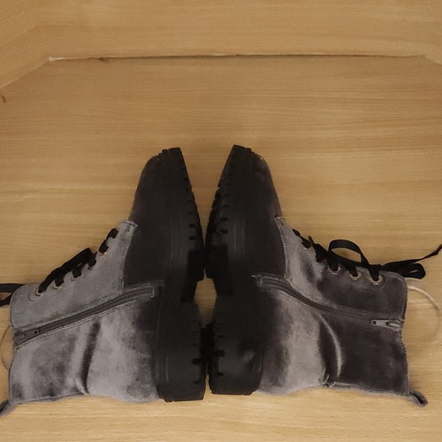 Mossimo Blue Velvet Combat Boots 7 - Picture 4 of 8