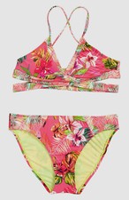  150 Hobie Kids Girl's Pink Flor All Nothing Two-Piece Set Swimsuit Size 10