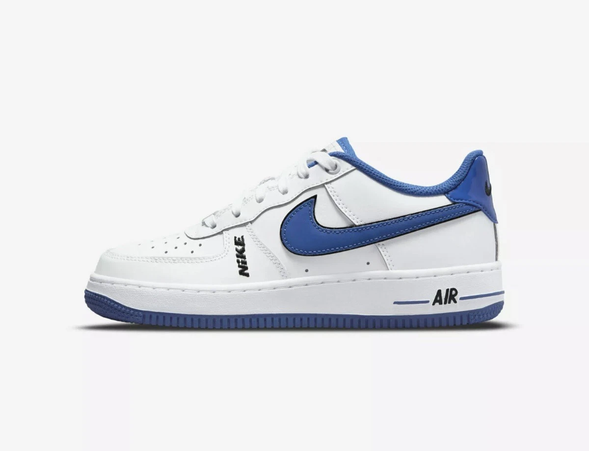 NIKE AIR FORCE 1 LV8 (GS) WHITE-GAME ROYAL SZ 3.5Y-WOMENS SZ 5