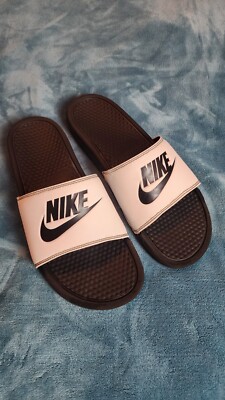 Nike Benassi White & Black Slide Sandals Size 13