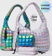 Free People Limited Edition Iridescent Quilted Carryall Bag in Nebula - NWT