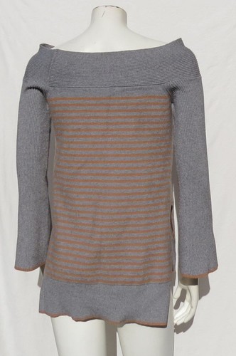 $118 ANTHROPOLOGIE US XS Gray Ribbed Knit Off The Shoulder Tunic Sweater ELISE - Picture 6 of 6