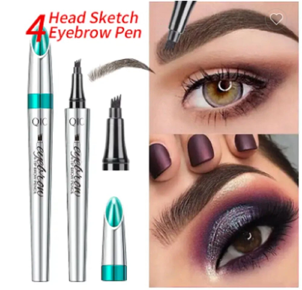 Waterproof Eyebrow Tattoo Pencil Pen 4 Fork Heads Tip Liquid