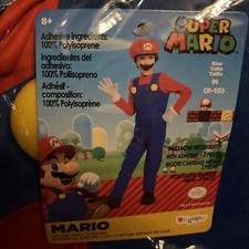 Mario Deluxe Costume Child Medium 8-10 New