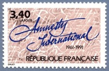 Timbre de 1991 - 30ème anniversaire d'Amnesty International - N° 2728  Neuf
