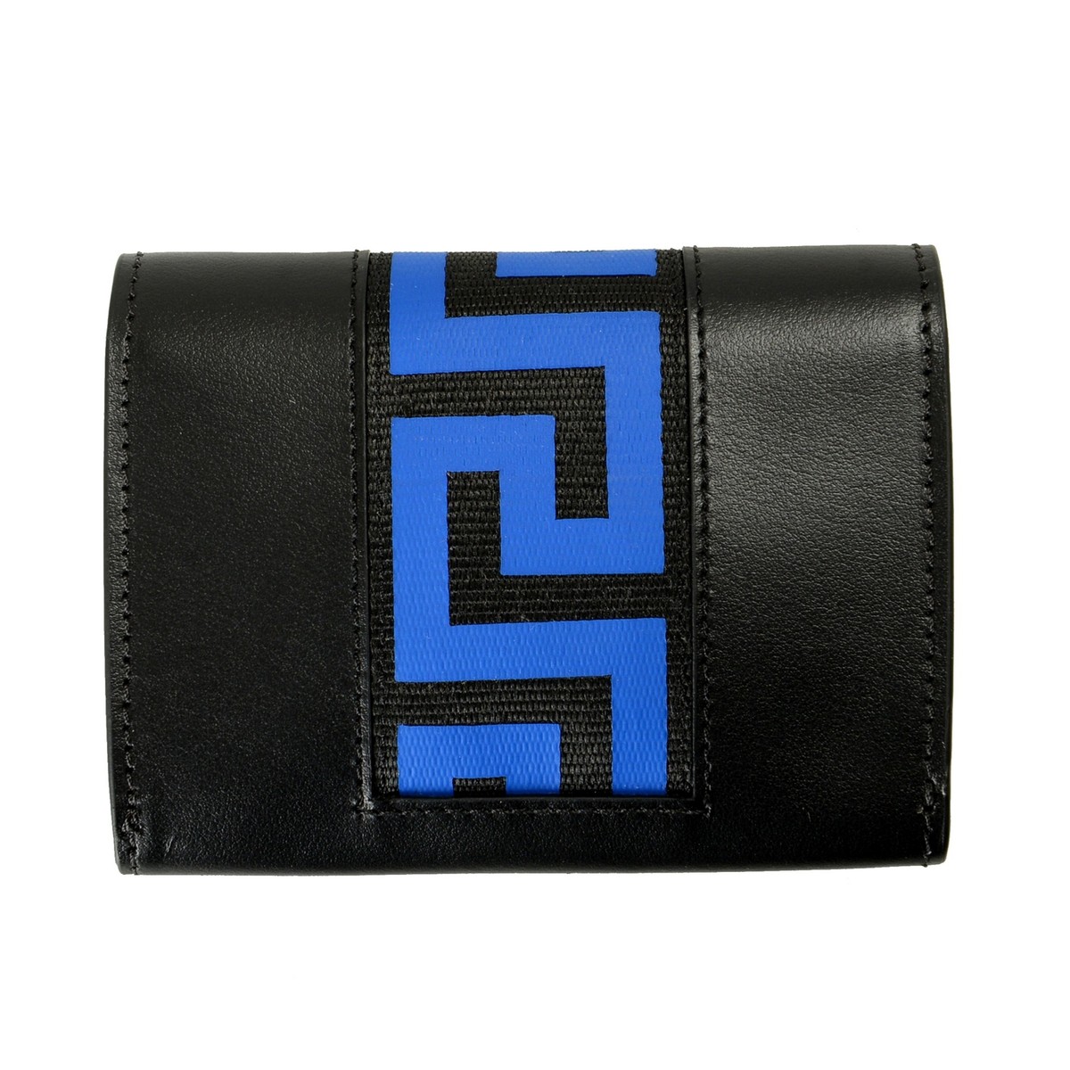 【VERSACE】グレカ ゴッデス フォールディングウォレット/black 美品✨VERSACE ヴェルサーチェ クロコ型押し グレカ ゴッデス 折