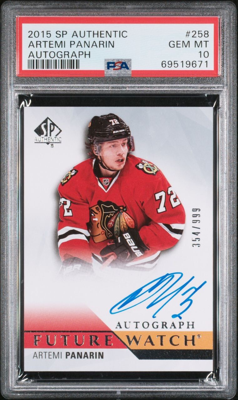 2015 SP Authentic Artemi Panarin  Future Watch Auto /999 PSA 10 GEM MINT