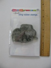 Stampendous Cling Rubber Stamp PUP ON TRUCK NIP
