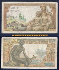 1000 Francs Déesse Déméter 18/11/1943 TB TTB S.10241 829 - Type 1942