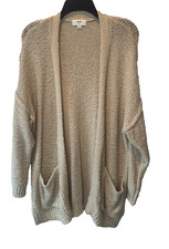 Aerie Womens Oatmeal Oversized Cardigan Sweater Medium Boho Hippie Cozy Casual