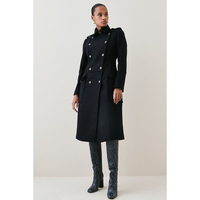 Karen Millen Women's Coat UK 10 Black Wool with Polyamide Overcoat New with tags