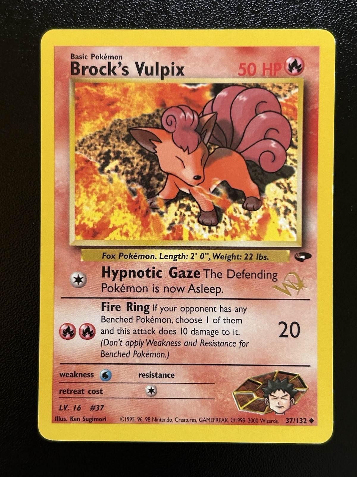 BROCK'S VULPIX W Stamp Pokemon Card - WOTC Promo - Gym Challenge - 37/132 LP (A)