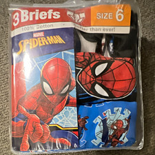 Spider-Man Marvel Boys Brief Underwear 3 Pack Cotton Graphic Print Size 6