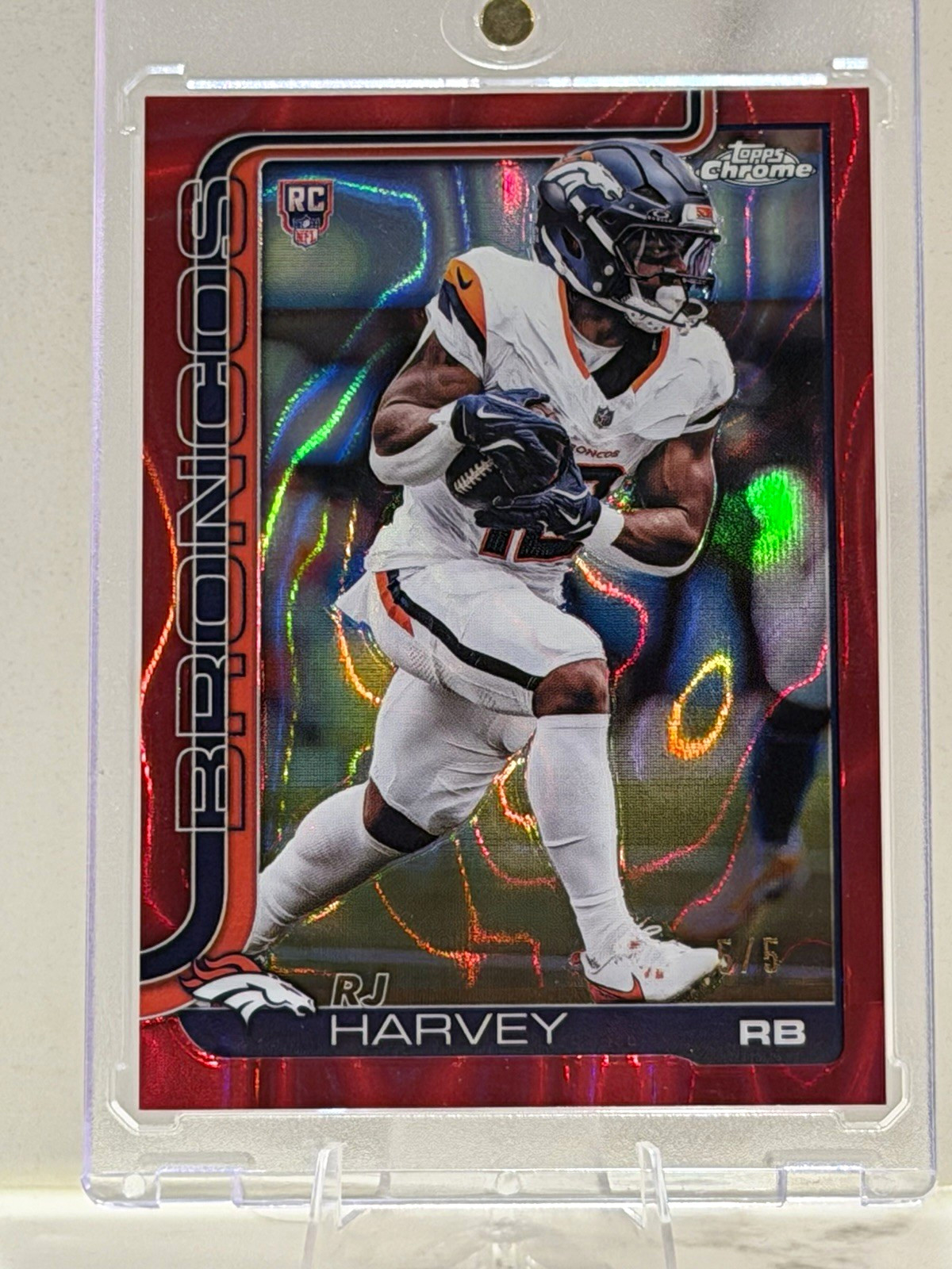 Topps Chrome 2025 - R.J. Harvey Denver Broncos Rookie Red Lava #330 5/5 BOOKEND