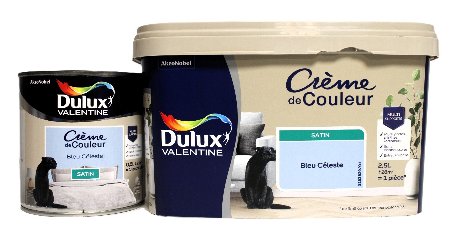 Peinture Dulux Valentine Bleu Céleste satin pour une chambre parentale zen