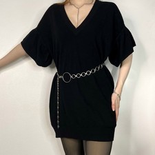 BCBGMaxazria 100% Lambswool Sweater Dress Short Sleeve V-Neck Oversized XS