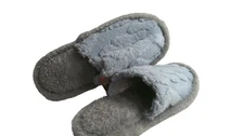 Daiso Memory Foam Slippers Shoes Womens US 4-6 Blue Gray Jacquard Fluffy