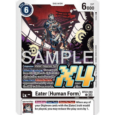4X Eater (Human Form) BT22-080 Common Cyber Eden NM Digimon CCG